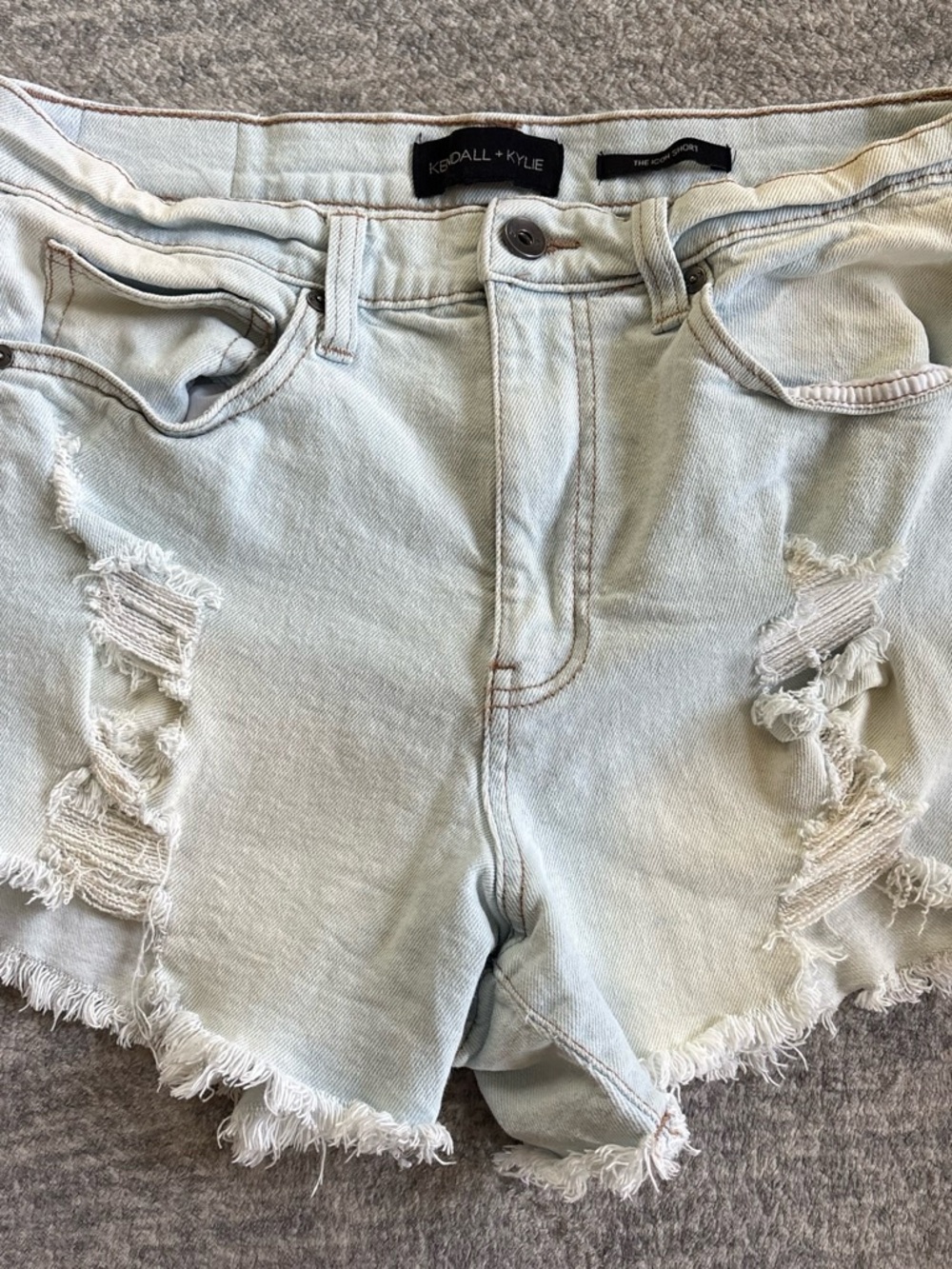 Kendall & Kylie Pale Blue Distressed Denim Shorts